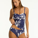 Aloha Twist Bandeau Tankini Top - French Navy - Simply Beach UK