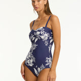 Aloha Twist Bandeau Tankini Top - French Navy - Simply Beach UK