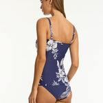 Aloha Twist Bandeau Tankini Top - French Navy - Simply Beach UK