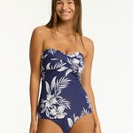 Aloha Twist Bandeau Tankini Top - French Navy - Simply Beach UK