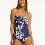 Aloha Twist Bandeau Tankini Top - French Navy - Simply Beach UK