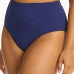 Messina Panelled High Waist Bikini Pant - French Navy - Simply Beach UK