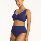 Messina Panelled High Waist Bikini Pant - French Navy - Simply Beach UK