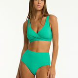 Messina Panelled High Waist Bikini Pant - Evergreen - Simply Beach UK