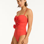 Casa Del Mar Flower Bandeau Swimsuit - Flame - Simply Beach UK