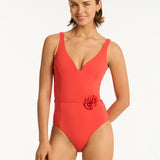 Casa Del Mar Plunge Swimsuit - Flame - Simply Beach UK