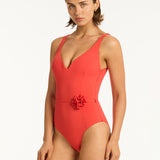 Casa Del Mar Plunge Swimsuit - Flame - Simply Beach UK