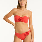 Casa Del Mar Flower Bandeau Bikini Top - Flame - Simply Beach UK