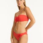 Casa Del Mar Flower Bandeau Bikini Top - Flame - Simply Beach UK