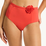 Casa Del Mar Belted High Waist Bikini Pant - Flame - Simply Beach UK