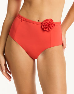 Casa Del Mar Belted High Waist Bikini Pant - Flame - Simply Beach UK