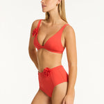 Casa Del Mar Belted High Waist Bikini Pant - Flame - Simply Beach UK