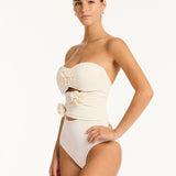 Casa Del Mar Flower Bandeau Swimsuit - Coconut - Simply Beach UK