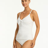 De Soleil Tie Front DD/E Tankini Top - White - Simply Beach UK