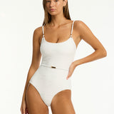 De Soleil Scoop Neck Swimsuit - White - Simply Beach UK