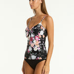 Belle Tie Front Tankini Top - Black - Simply Beach UK