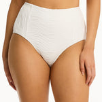 De Soleil Panelled High Waist Bikini Pant - White - Simply Beach UK