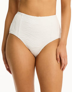 De Soleil Panelled High Waist Bikini Pant - White - Simply Beach UK