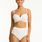 De Soleil Panelled High Waist Bikini Pant - White - Simply Beach UK