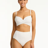 De Soleil Panelled High Waist Bikini Pant - White - Simply Beach UK