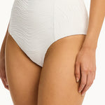 De Soleil Panelled High Waist Bikini Pant - White - Simply Beach UK