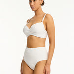 De Soleil Panelled High Waist Bikini Pant - White - Simply Beach UK