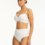 De Soleil Panelled High Waist Bikini Pant - White - Simply Beach UK