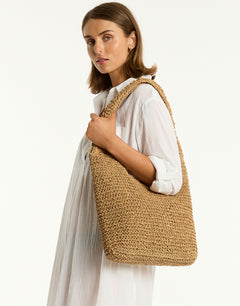 Crochet Slouch Beach Bag - Caramel - Simply Beach UK