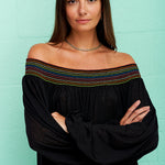 Smocked Off the Shoulder Dress - Black - Simply Beach UK