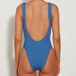 Square Neck Swimsuit - Metallic Denim - Simply Beach UK