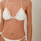 Eyelet Naya Tri Bikini Top - Off White - Simply Beach UK