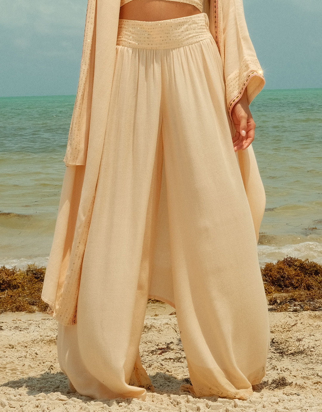 Sequin Palazzo Pants - Melon - Simply Beach UK