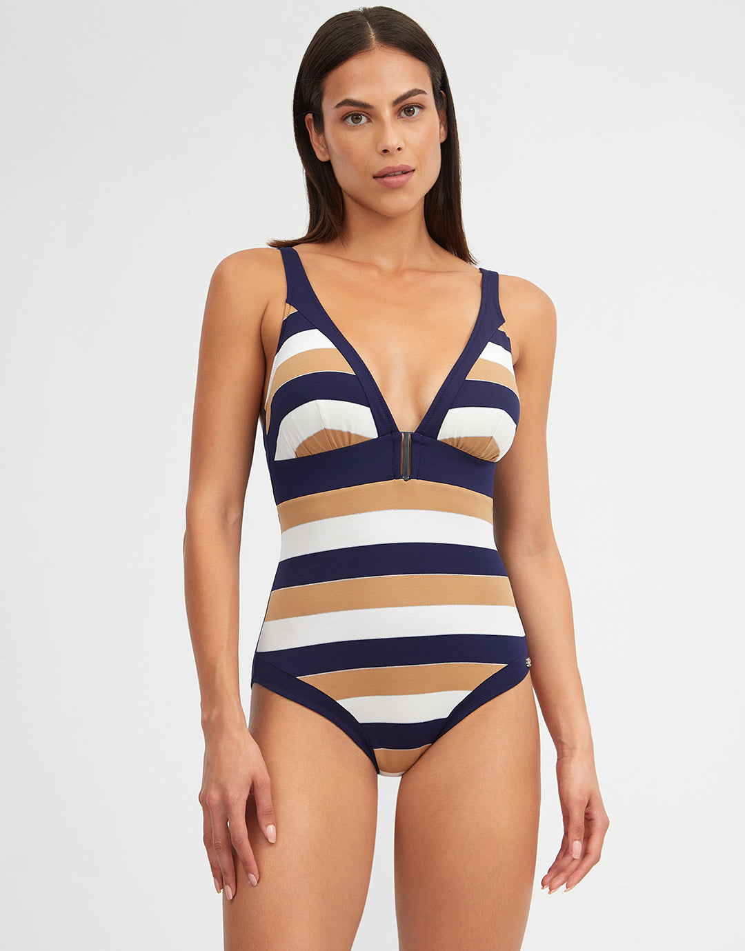 Doris Plunge Swimsuit - Stripe - Simply Beach UK