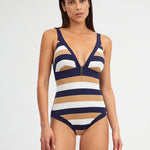 Doris Plunge Swimsuit - Stripe - Simply Beach UK