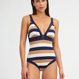 Doris Plunge Swimsuit - Stripe - Simply Beach UK