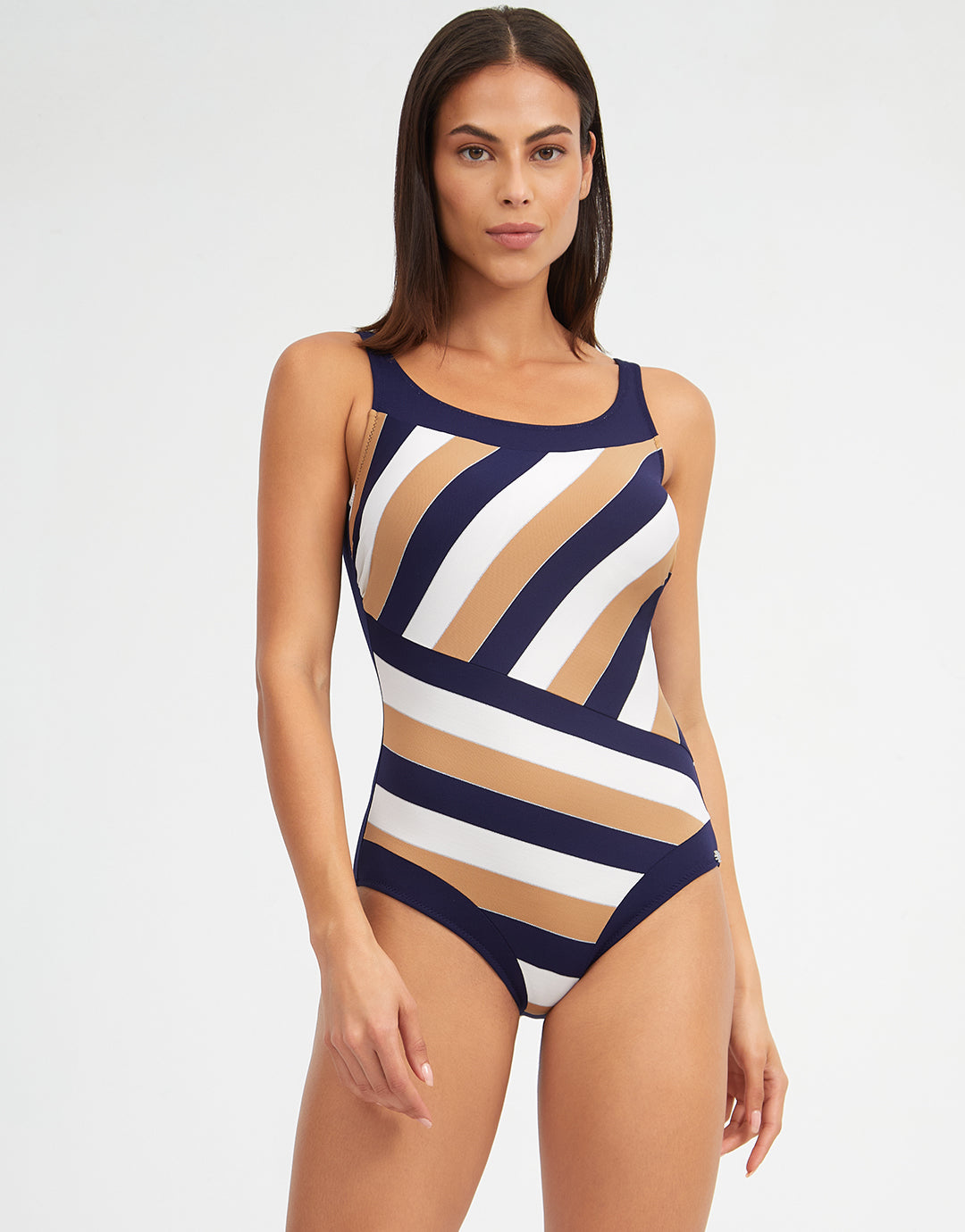 Doris High Front Swimsuit - Stripe - Simply Beach UK