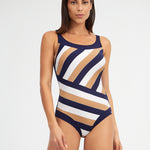 Doris High Front Swimsuit - Stripe - Simply Beach UK