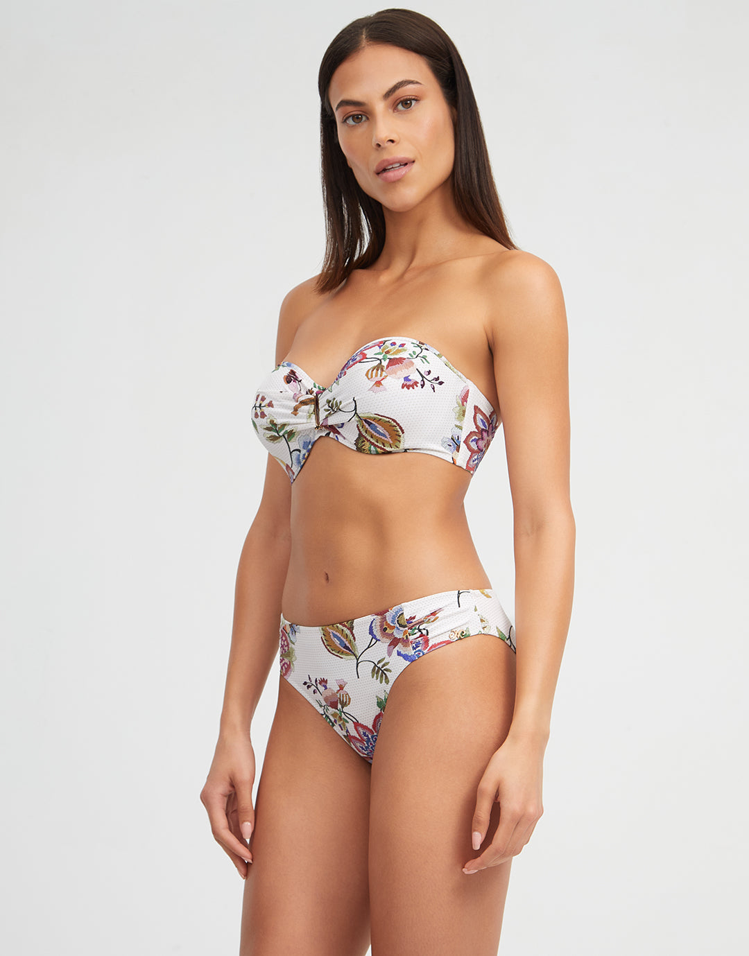 Jasmine Bandeau Bikini Top - White Floral - Simply Beach UK