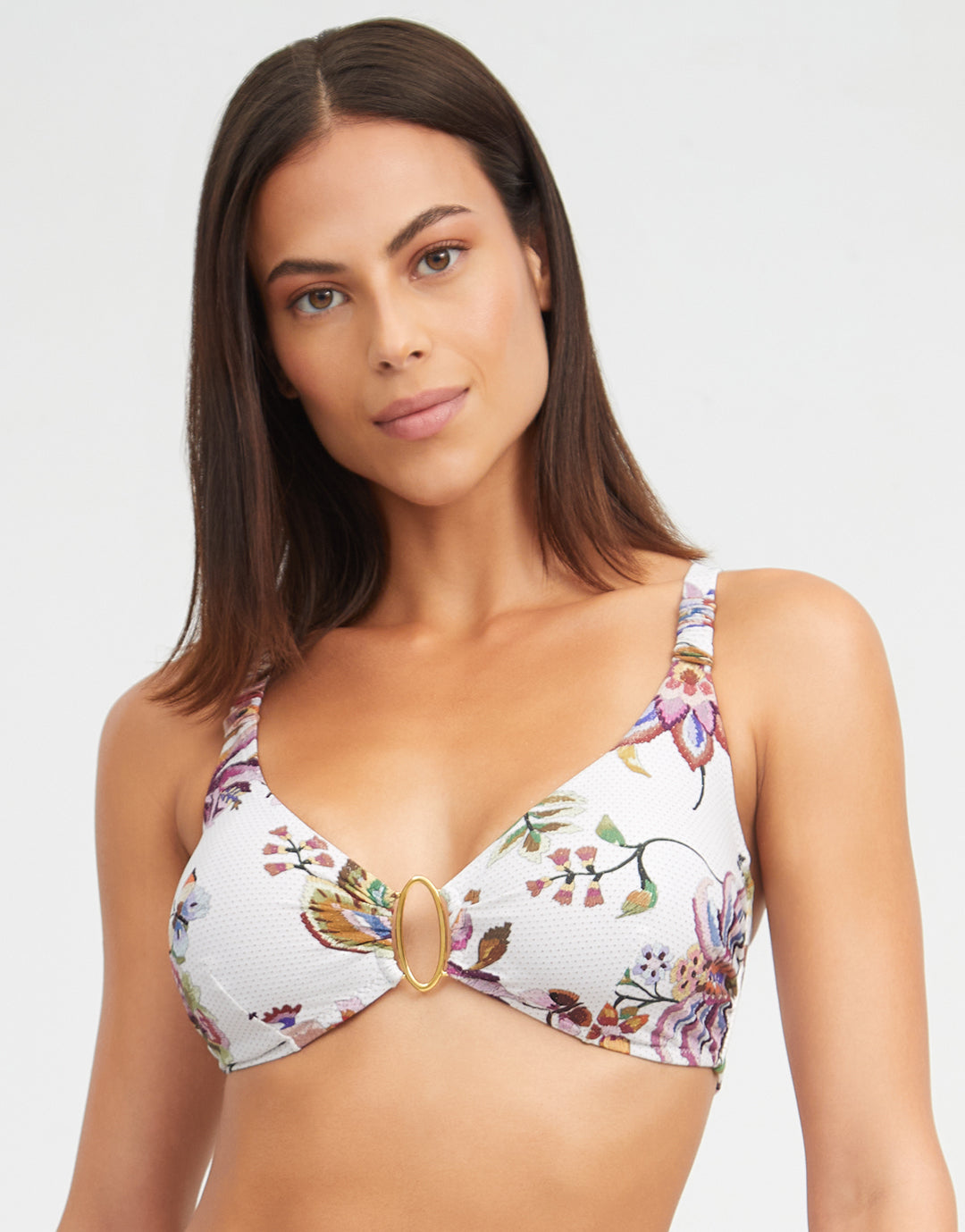 Jasmine Underwired Bikini Top - White Floral - Simply Beach UK