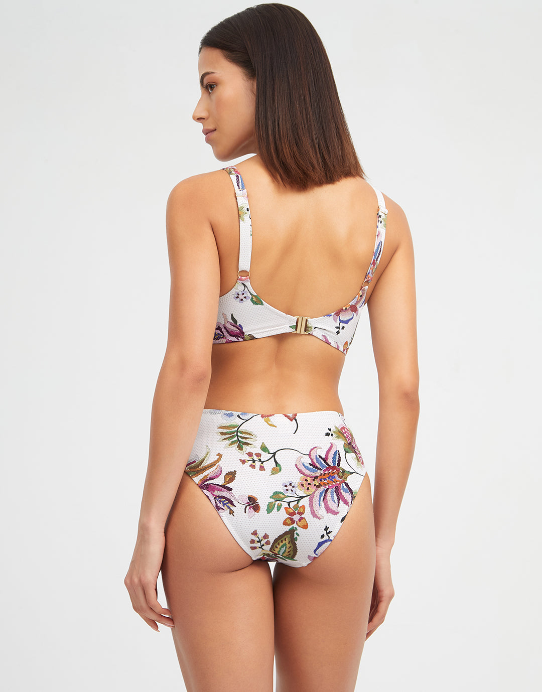 Jasmine Underwired Bikini Top - White Floral - Simply Beach UK