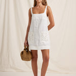 Creme Embroidered Shift Mini Dress - White - Simply Beach UK