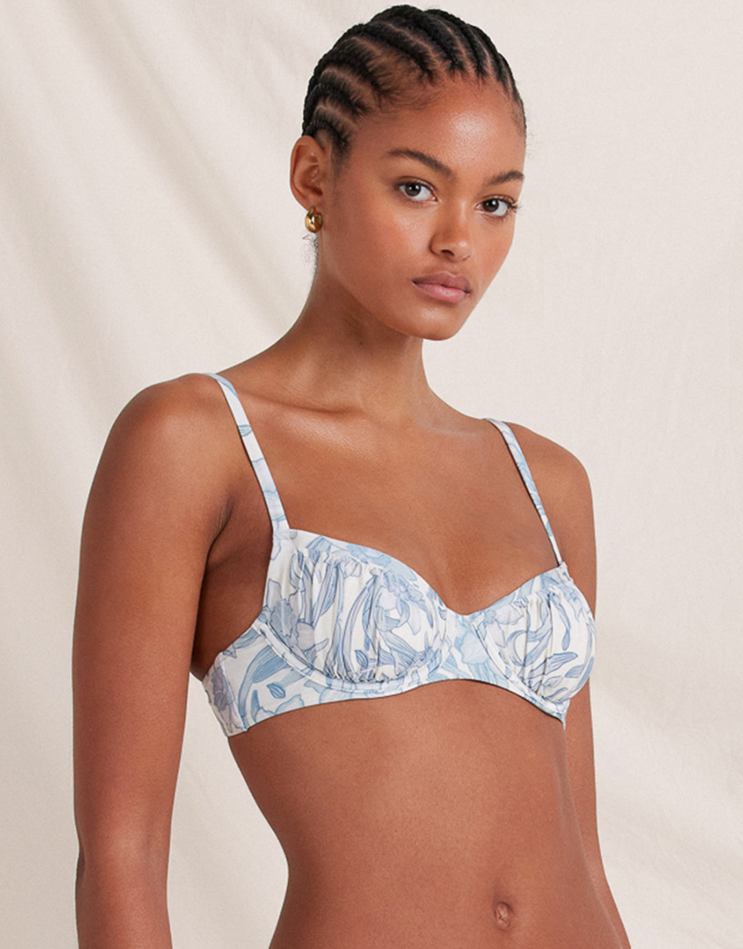 Daffodil Poolside Balconette Bikini Top - Blue Print - Simply Beach UK