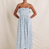 Daffodil Shirred Midi Dress - Blue Print - Simply Beach UK