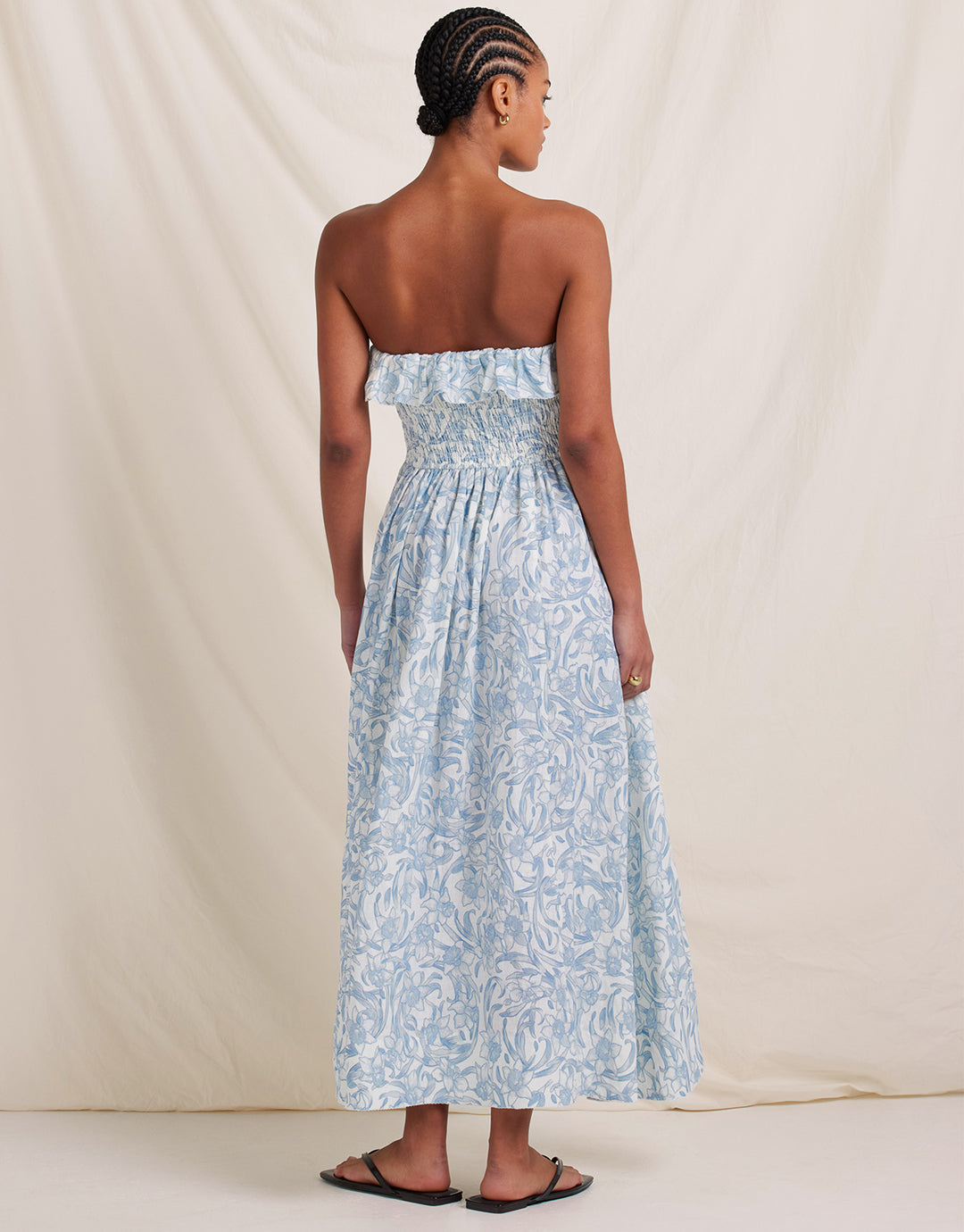 Daffodil Shirred Midi Dress - Blue Print - Simply Beach UK