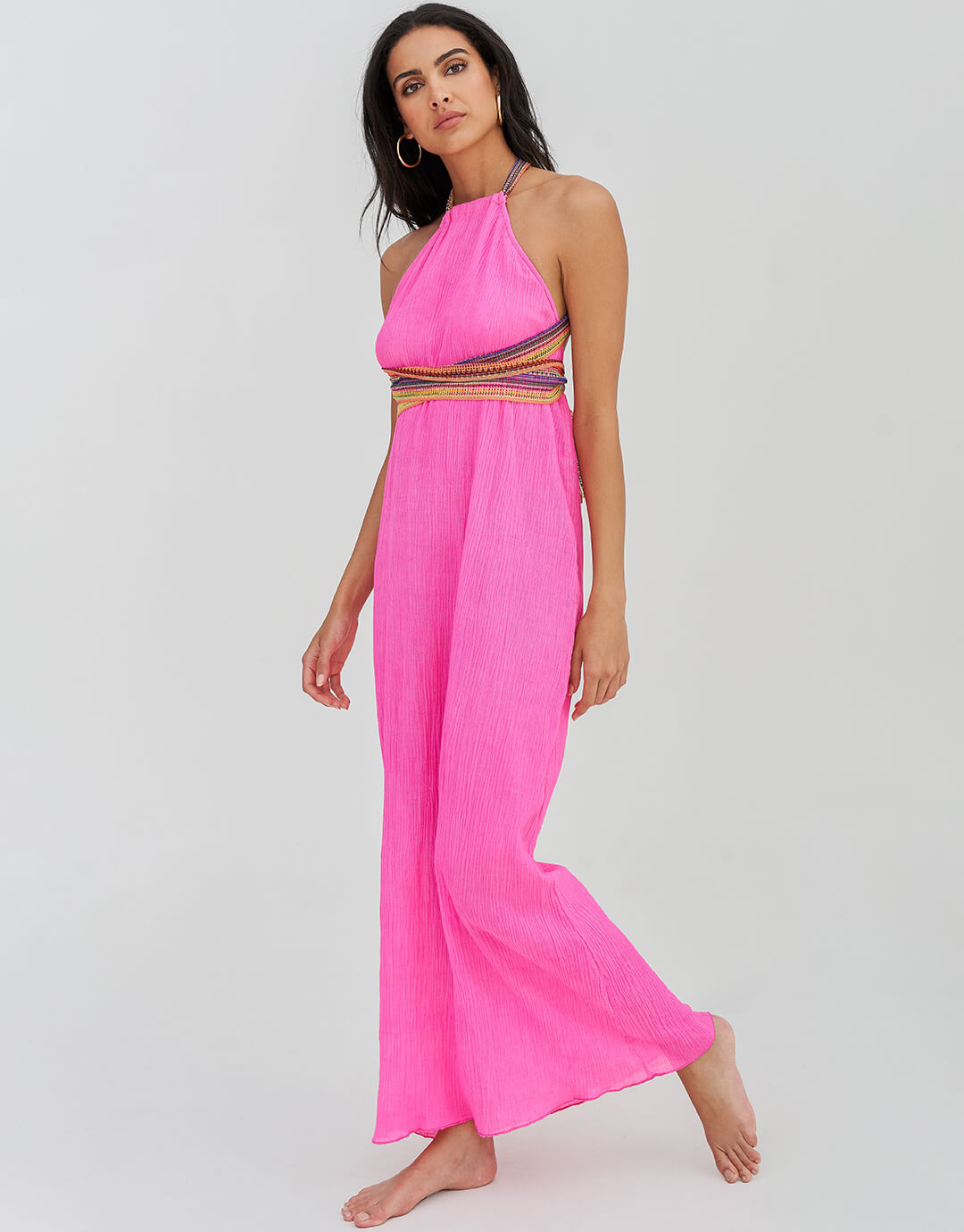 Hot pink halter dress best sale