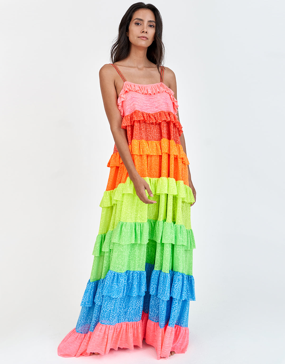 Maxi dress with 2024 ruffles at the bottom